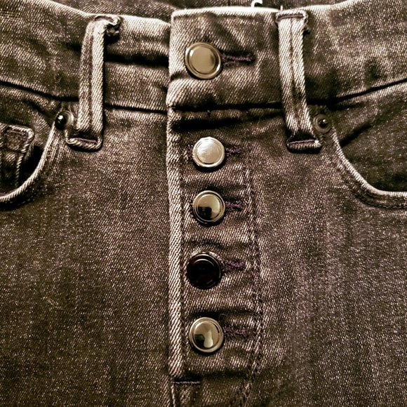 GOOD AMERICAN Skinny Jeans, Black Cotton High Rise Button Fly Pocket Casual 0/25 - Picture 8 of 16